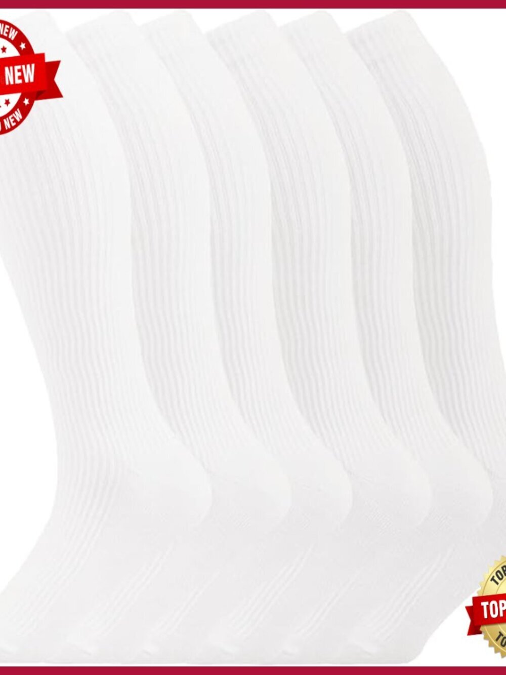 Cotton Compression Socks 4/6 Pairs 15-20mmHg Knee High for Sports Travel Nursing